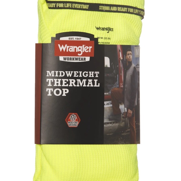 Wrangler Men’s Midweight Thermal Green Top - Picture 5 of 5